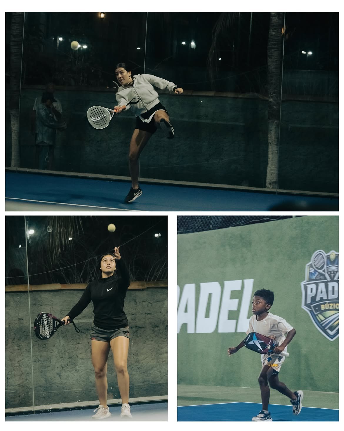 Jogo de padel na quadra fechada da Arena BS